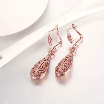 18K Gold Laser Cut Filigree Drop Earrings - Assorted Colors