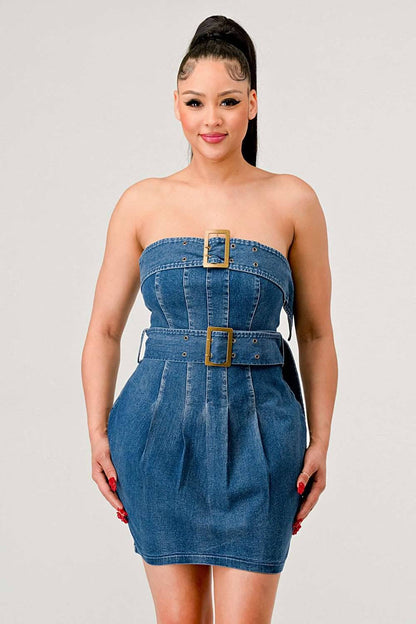 Buckle up denim delight dress