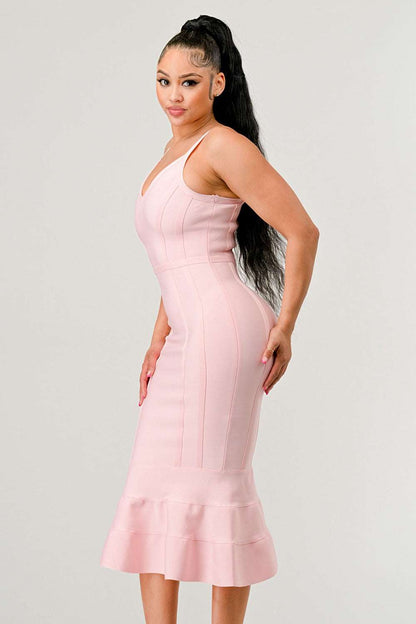 Blush Elegance Mermaid Midi Dress