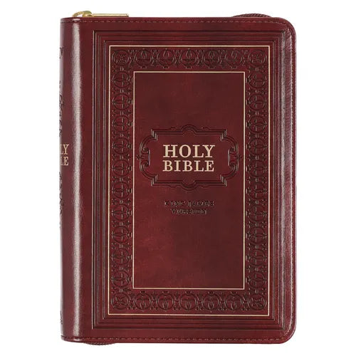 KJV Bible Compact Large Print (Faux Leather, Burgundy W/Zipper) - Leather