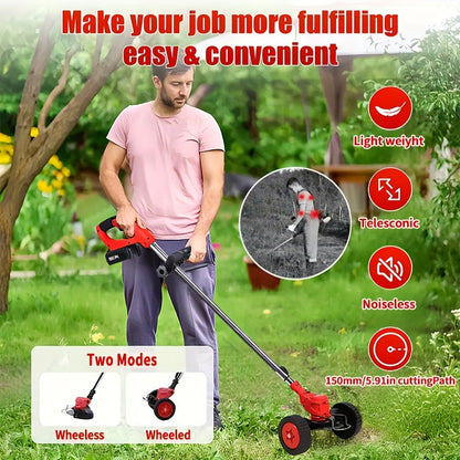 Cordless Electric Lawn Mower 2500W with 2 Batteries & 3 Blades