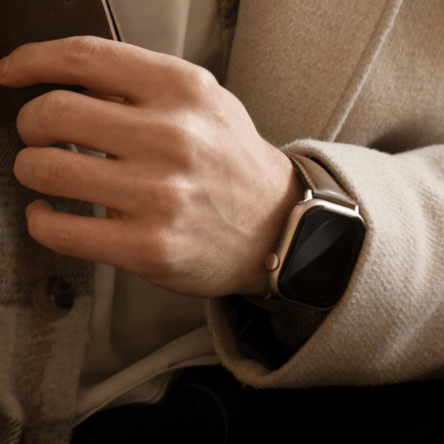 Apple Watch Cream Leather Strap - Boston