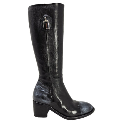Black Tall Hand Rubbed Lock Boot