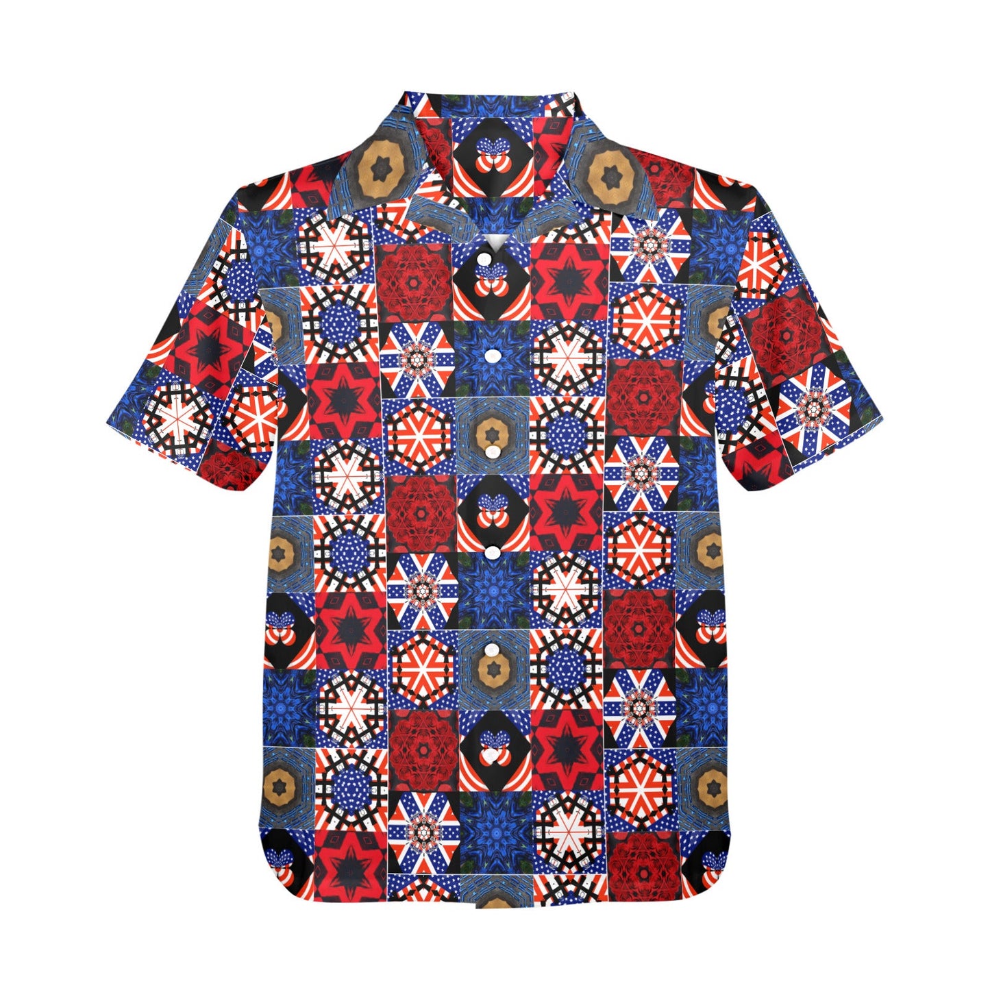 4th of July Pattern Men's All Over Print Hawaiian Shirt (Made in USA)