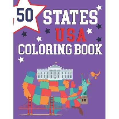 50 States USA Coloring Book: The 50 States Maps Of United States America Educational Coloring Book For Kids and Adults State Capitals Coloring Book Gr - Paperback
