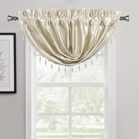 2-Pack: Luxury Waterfall Austrian Beads Trimmed Window Valances