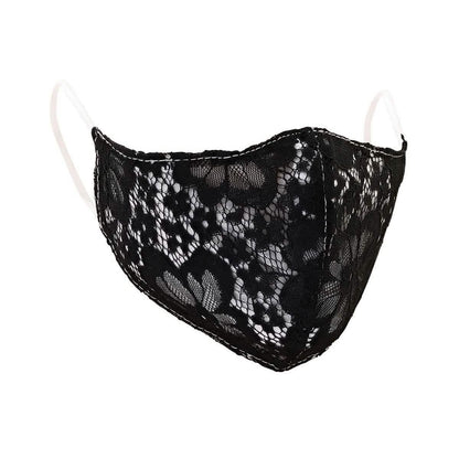 2-Pack: Reusable Washable Fitted Black and White Lace Face Mask