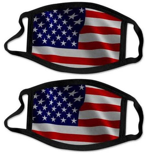 2-Pack: USA American Flag Reusable Washable Mask