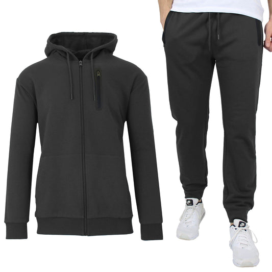 2-Piece Set: Men's Slim Fitting French Terry Hoodie & Jogger
