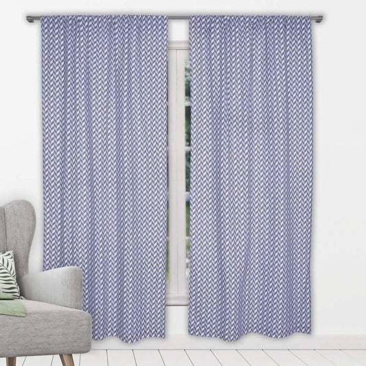 2-Piece Set:100% Cotton Chevron Print Blackout Window Curtain Pair Panel