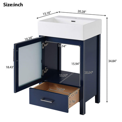 Nuvia 20-Inch Modern Bathroom Vanity With Ceramic Sink And Storage Cabinet (SAK83047)