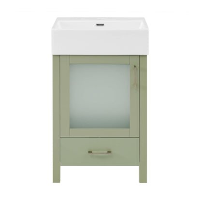 Nuvia 20-Inch Modern Bathroom Vanity With Ceramic Sink And Storage Cabinet (SAK83047)