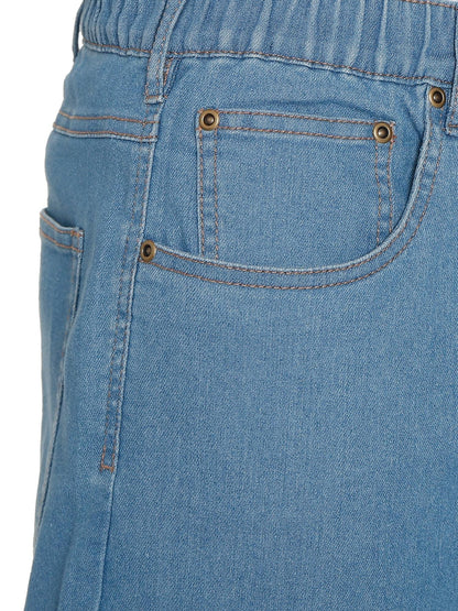 Men's Lightweight Casual Elastic Waist Pull-On Jeans – Denim & Twill Pants with Easy Fit
