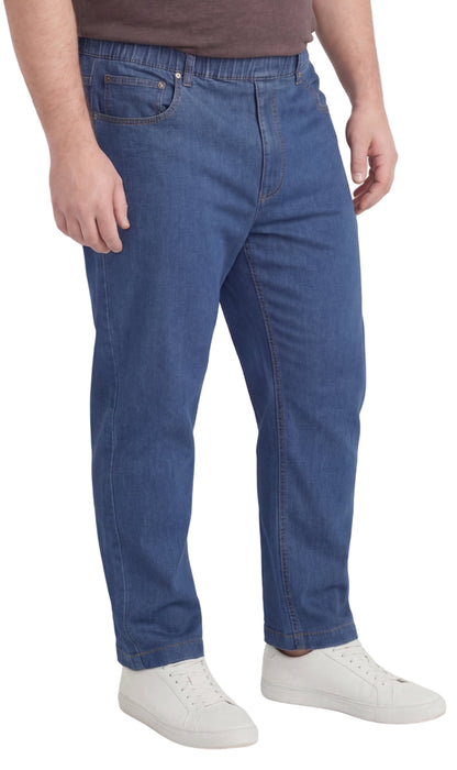 Men's Lightweight Casual Elastic Waist Pull-On Jeans – Denim & Twill Pants with Easy Fit