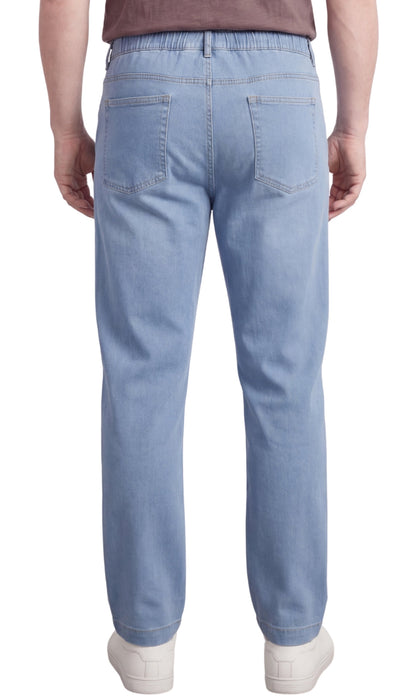 Men's Lightweight Casual Elastic Waist Pull-On Jeans – Denim & Twill Pants with Easy Fit