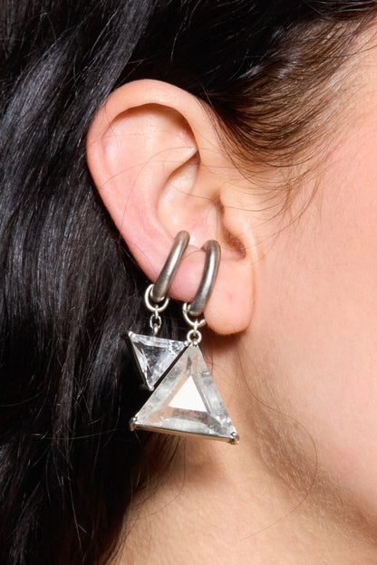 Small Escher Ear Cuff in Striated Crystal (Silver)