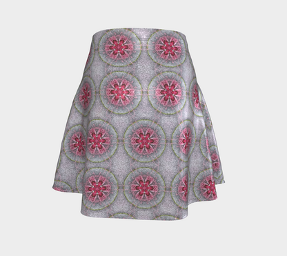 Silver and Pink Star Pattern Short Flared Skirt