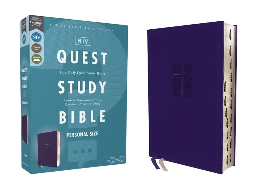 Niv, Quest Study Bible, Personal Size, Leathersoft, Blue, Thumb Indexed, Comfort Print: The Only Q and A Study Bible - Imitation Leather
