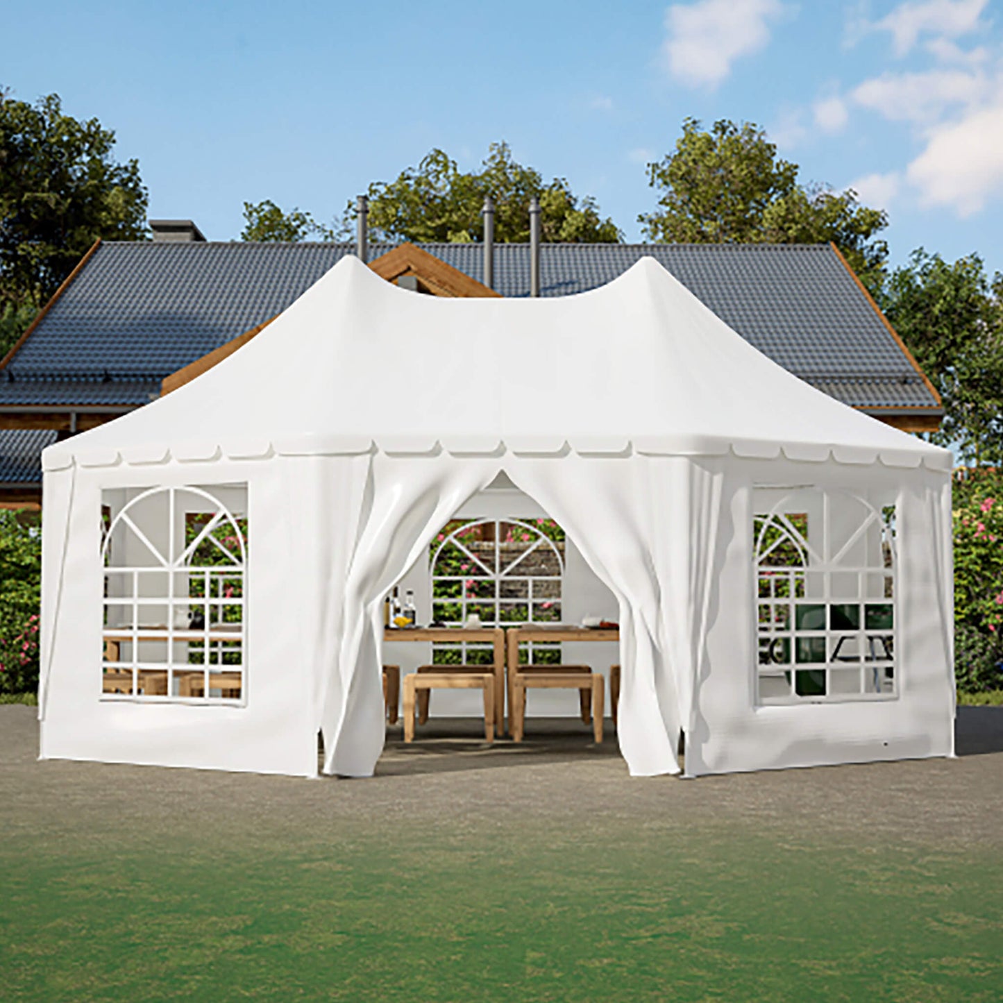 [20X15FT] Extra-Large Heavy-Duty Outdoor Waterproof Party And Wedding Tent With Steel Frame (SAK07645)