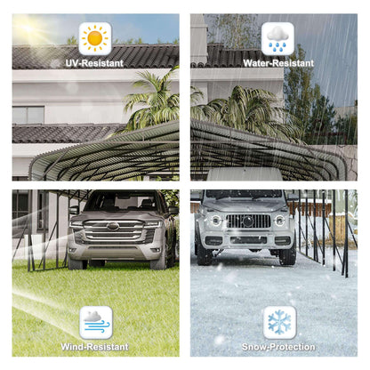 [20X30FT] Alora Heavy-Duty Wind-Resistant Steel Roof Carport With Triangular Frame (SAK94812)