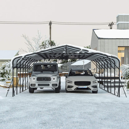 [20X30FT] Alora Heavy-Duty Wind-Resistant Steel Roof Carport With Triangular Frame (SAK94812)