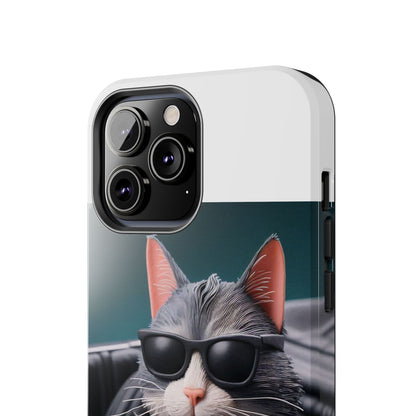 Cool Cat in Leather Jacket Driving Car Mobile Phone Case