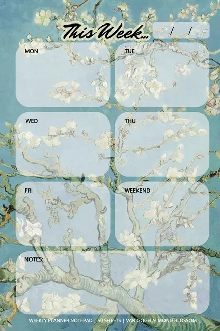 Weekly Planner Notepad: Van Gogh Almond Blossom, Daily Planning Pad for Organizing, Tasks, Goals, Schedule - Paperback