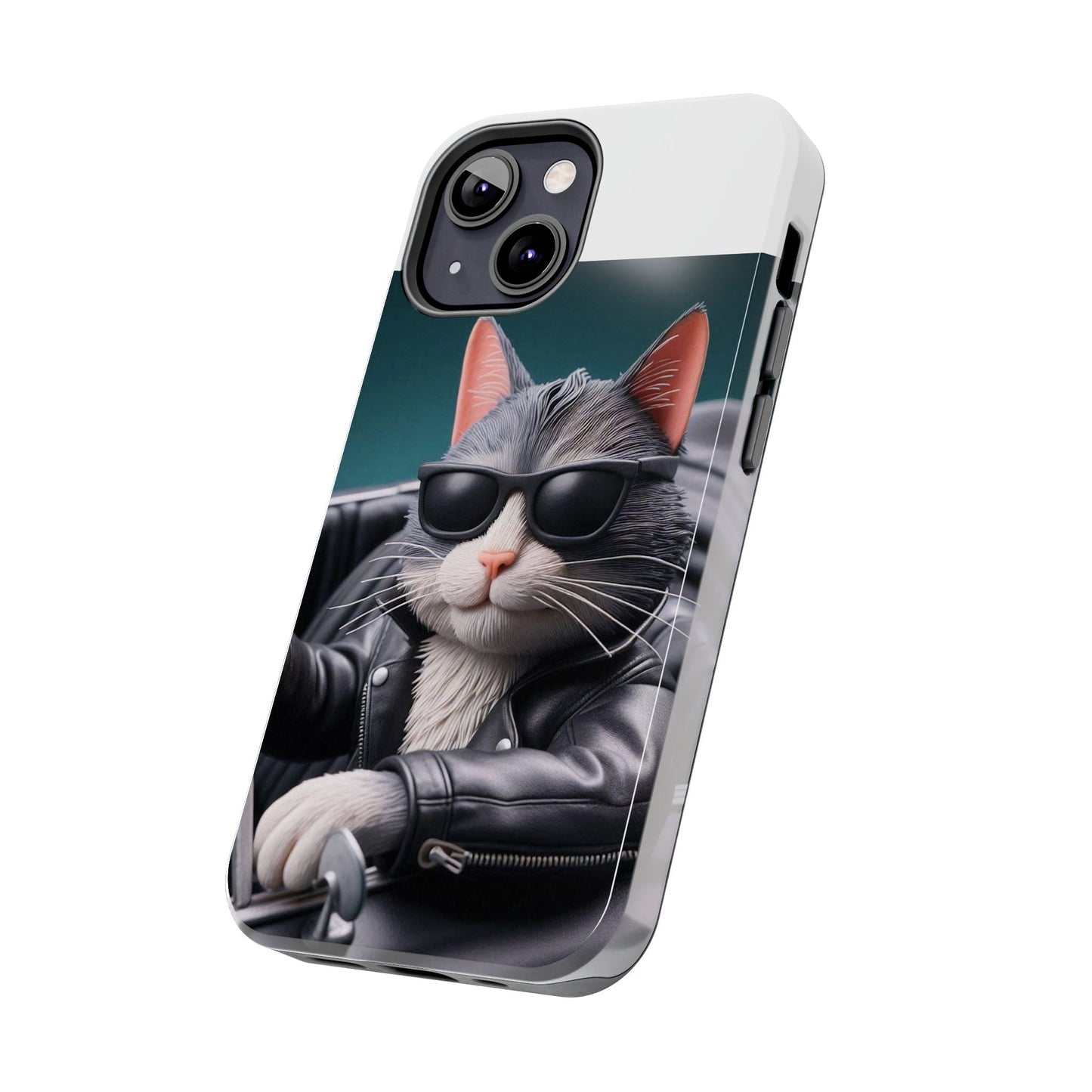 Cool Cat in Leather Jacket Driving Car Mobile Phone Case