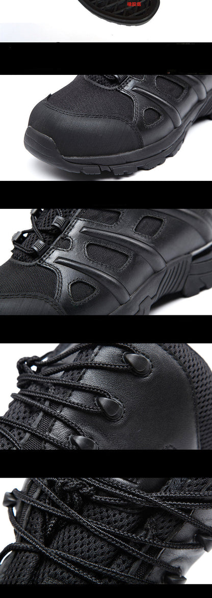 Non-Slip Black Leather Combat Boots for Maximum Comfort and Stability