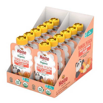 Holle Organic Panda Peach - Fruit & Grain Purée Pouches