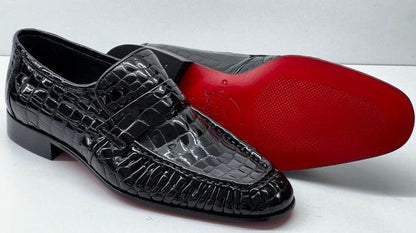 C Collection Crocodile Leather Loafer - Black