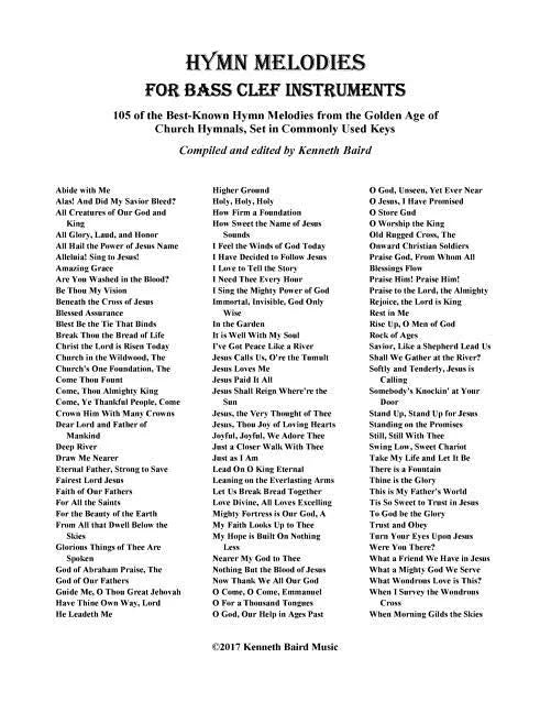 Hymn Melodies for Bass Clef Instruments - Paperback