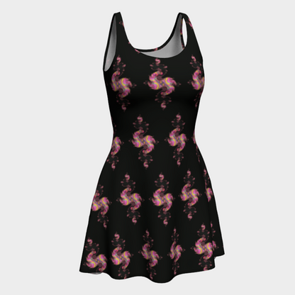 Women's Pink Paisley Short Flared Dress