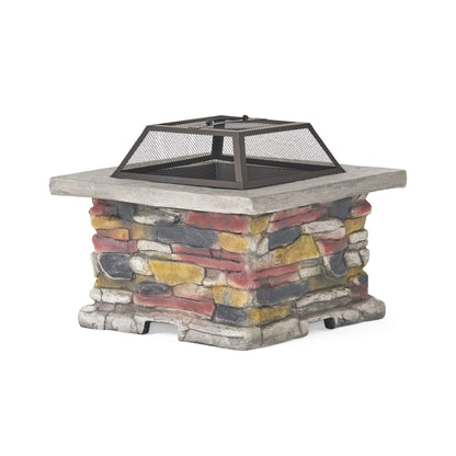 Alora 28-Inch Premium Outdoor Wood Burning Magnesium Oxide Fire Pit With Lid (SAK75214)
