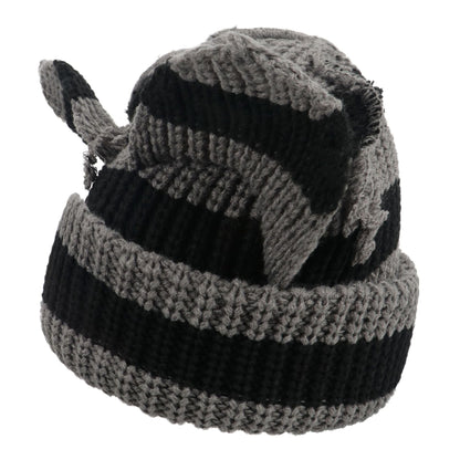 Women’s Thickened Acrylic Knitted Hat with Devil Ears | Cozy Beanie