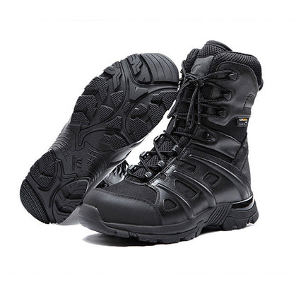 Non-Slip Black Leather Combat Boots for Maximum Comfort and Stability
