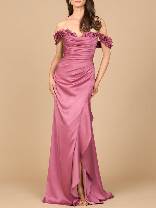 Off Shoulder Crepe Gown