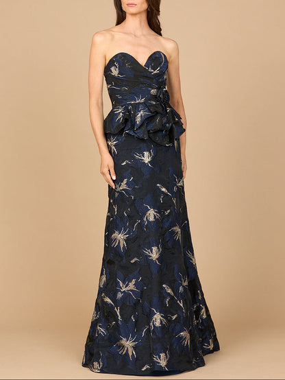 Strapless Brocade Gown with Bolero