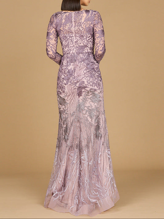 Long Sleeve V-Neck Mermaid Gown
