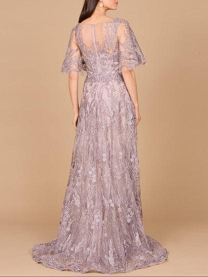 Modest, Cape Sleeve A-line Gown