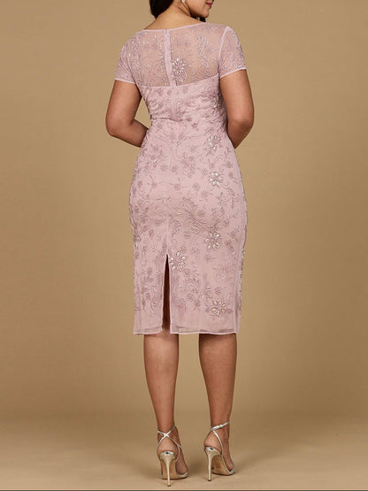 Beaded Midi Dress with Cap Sleeves