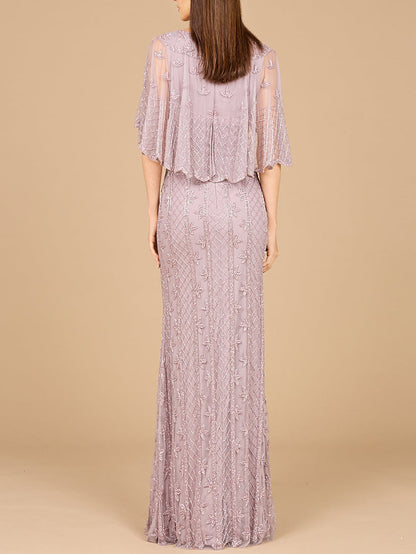 Cape Sleeve Mermaid Gown