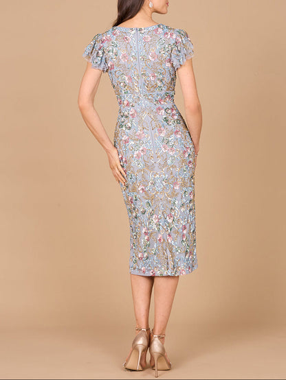 Floral Beaded Midi Dress