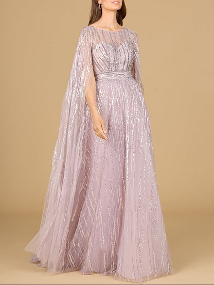 A-line Gown with Long Cape Sleeves