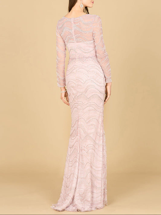 Long Sleeve Lace Fitted Gown