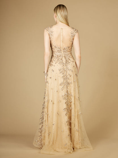 Inspired Lace Gown with Cap Sleeves