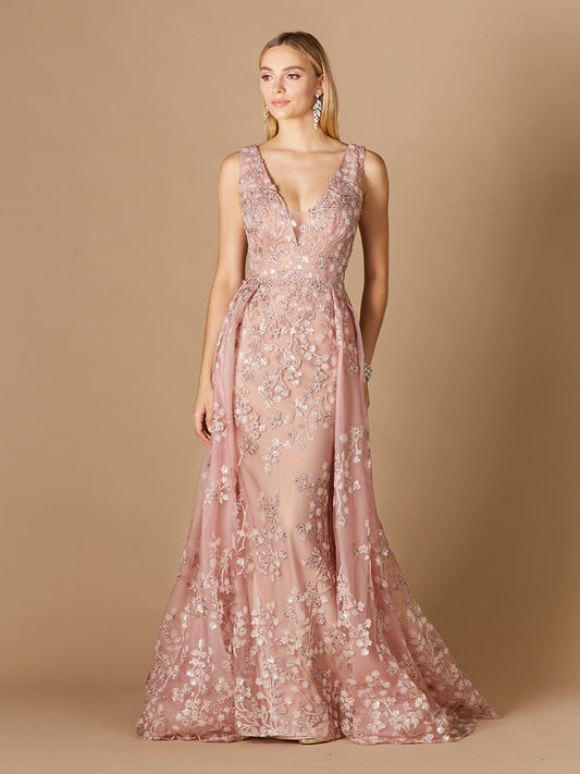 Floral Applique Overskirt Dress