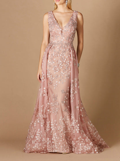 Floral Applique Overskirt Dress