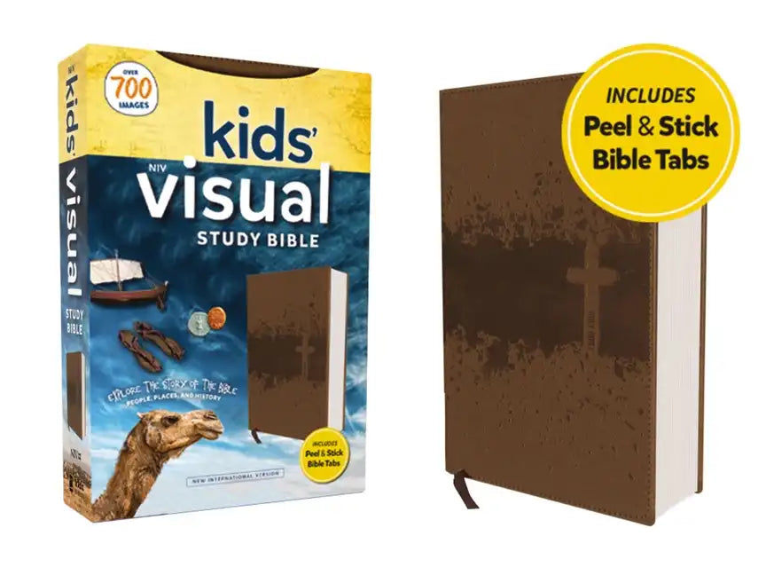Niv, Kids' Visual Study Bible, Leathersoft, Bronze, Full Color Interior, Peel/Stick Bible Tabs: Explore the Story of the Bible---People, Places, and H - Imitation Leather