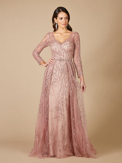 Lara 29782 - Beaded Lace Overskirt Ballgown